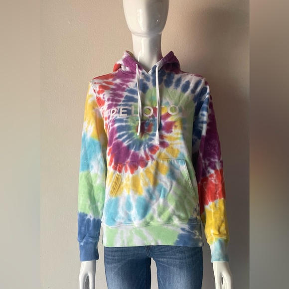 Tie Dye Peloton Hooded Sweatshirt by Spiritual Gangster,Rainbow colors. Size XS. - Picture 9 of 14